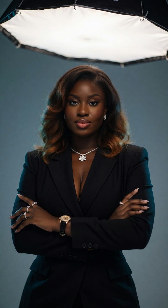 Fama Seck, arms crossed, in a black blazer, looking at the camera